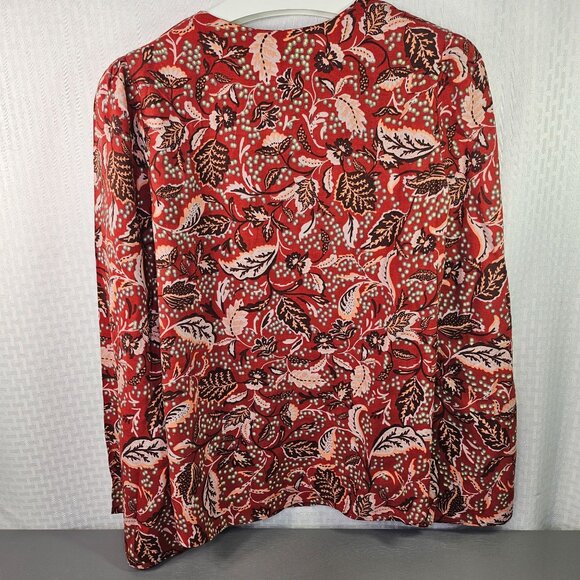 Jessica Simpson Floral Paisley Print Red & Green Blouse Long Sleeve XS Top Shirt - Picture 2 of 6